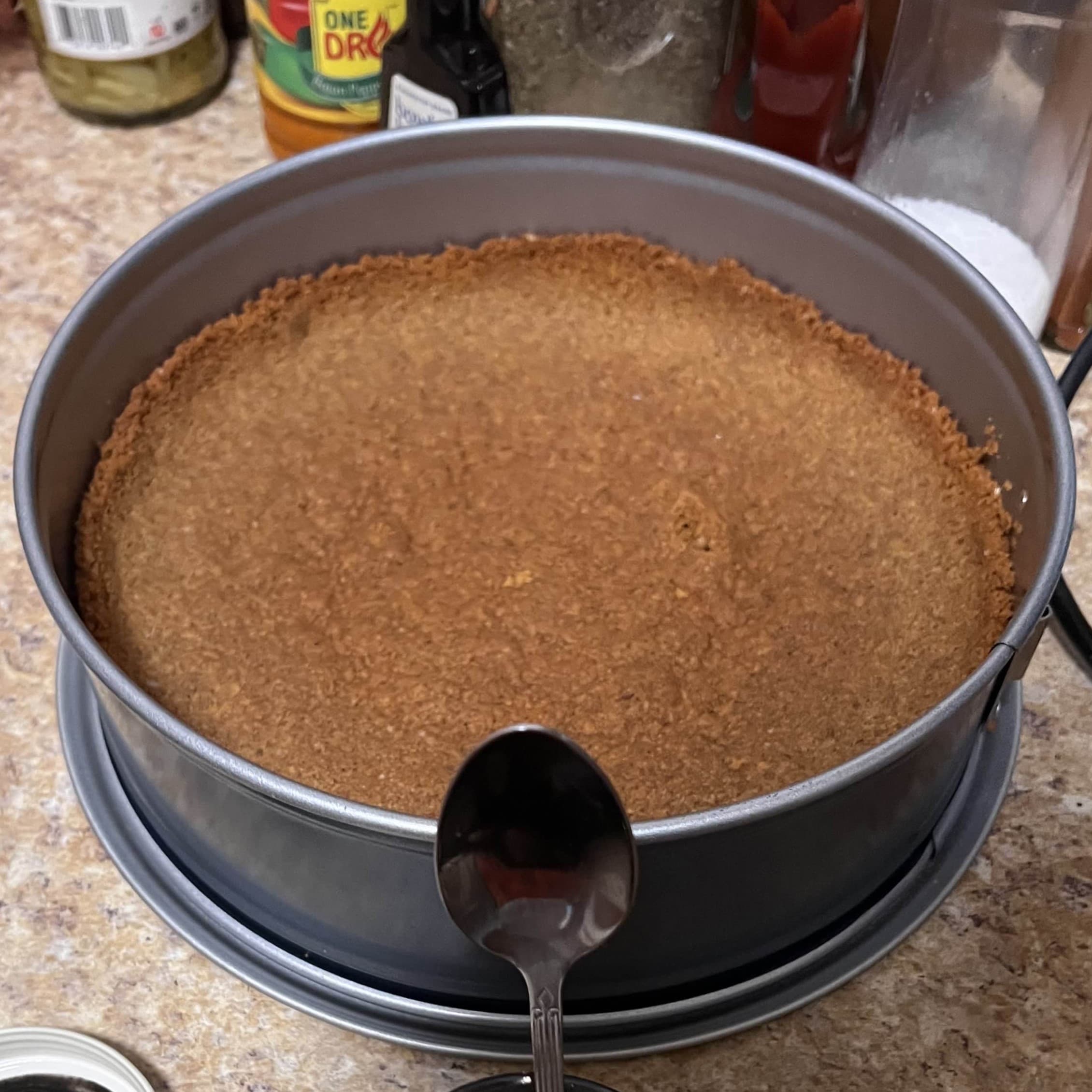 Baked crust resting in pan