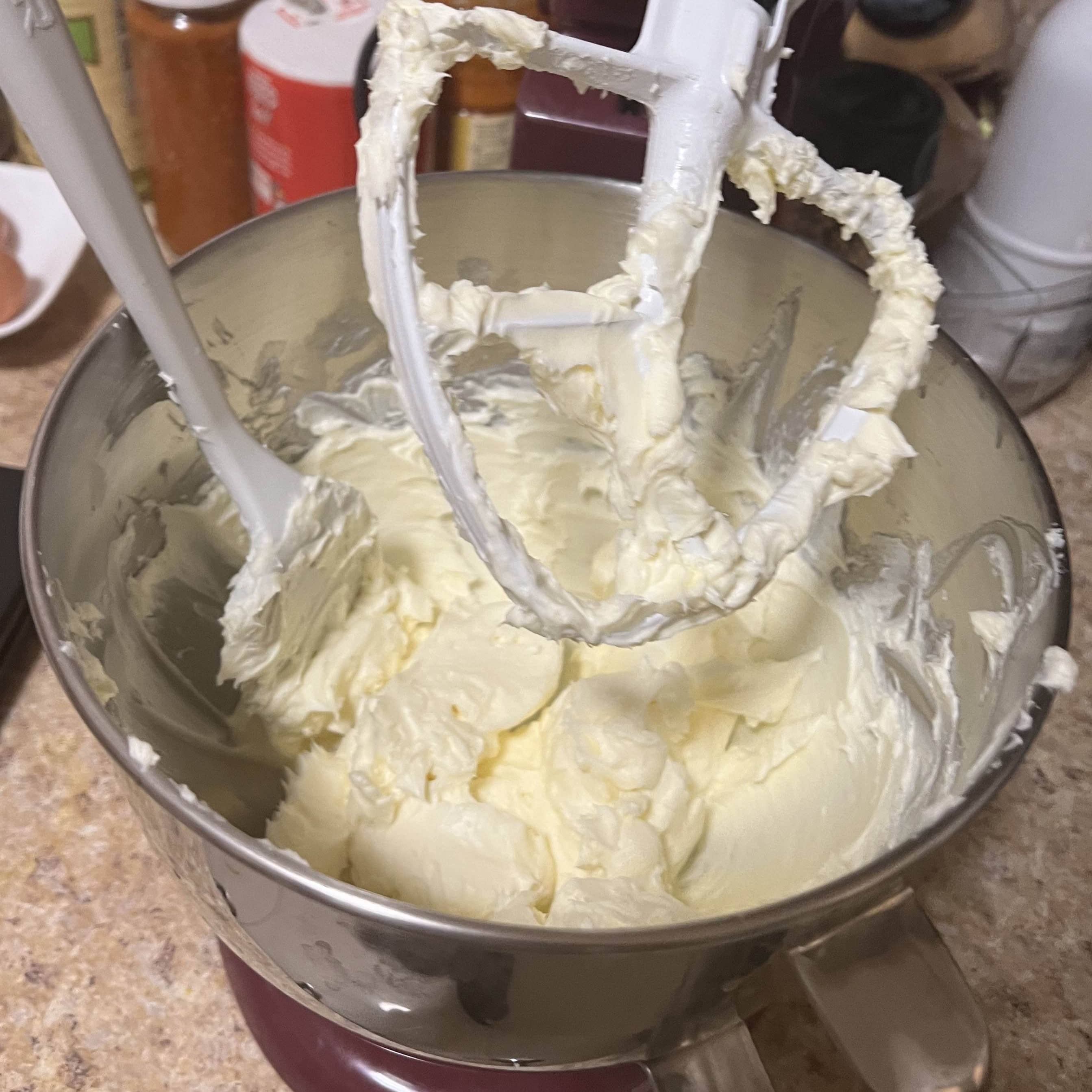 Cream cheese mixture ready to mix with sesame